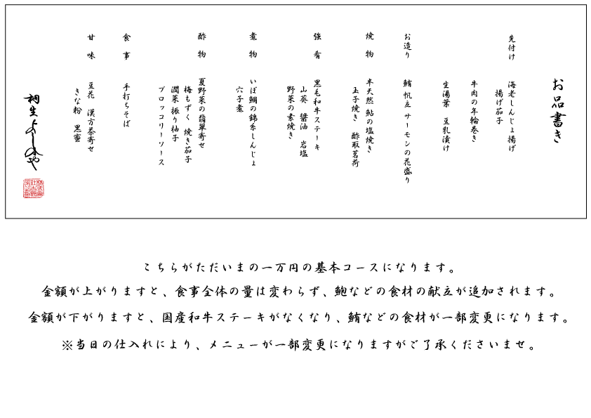 献立が更新されました。こちらが最新の献立になります。